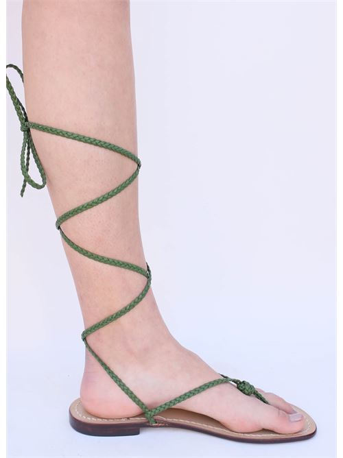 Lace up green sandals Da Costanzo | SCHIAVATRECCINERUCOLA
